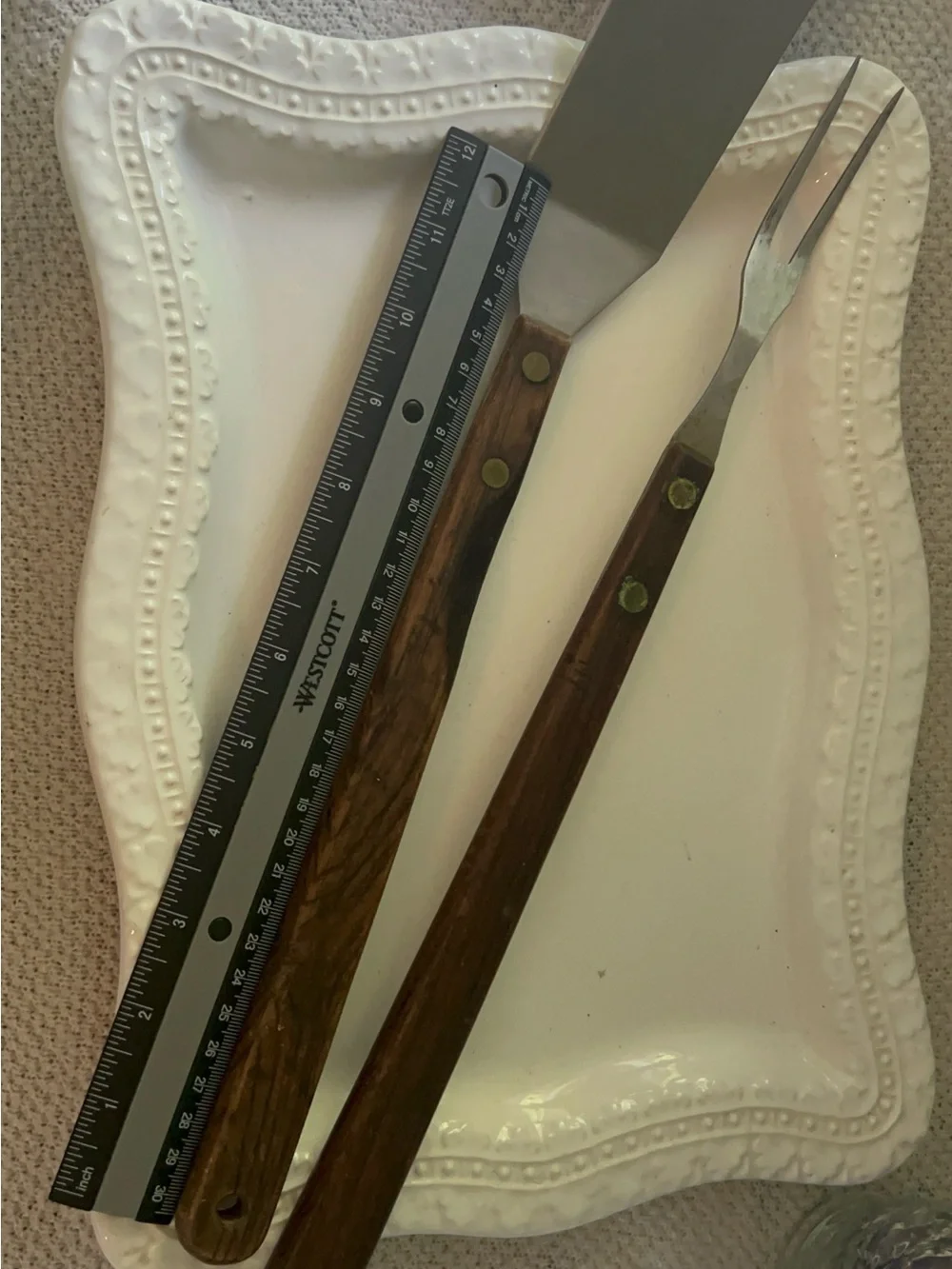 Vintage Stainless Steel Kitchen Set  Spatula/Turner and Fork Wooden Handle